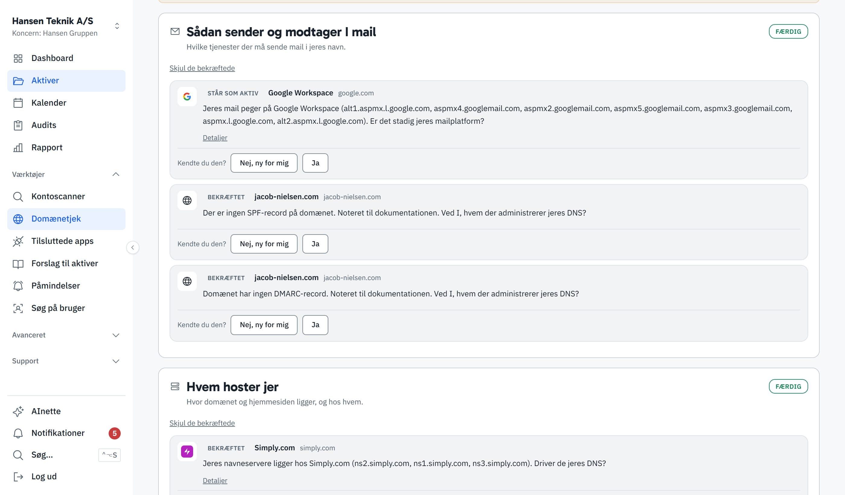 Ejerblik domain check, actual screenshot